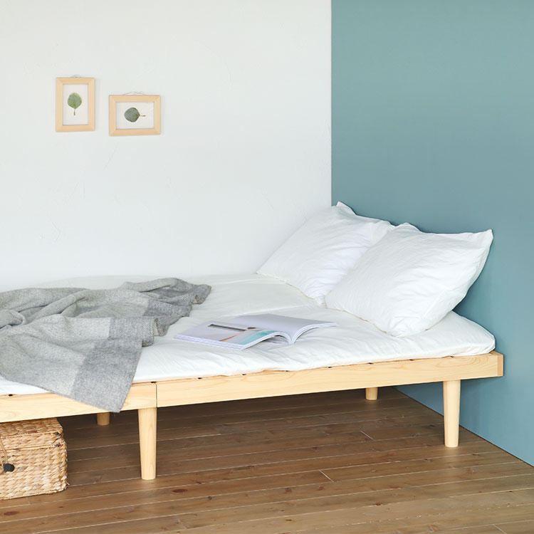 ベッド すのこ ベッドフレーム シンプル 木製 ひのき ヒノキ 無垢 無垢材 セミシングル シングル セミダブル ダブル ベッド下収納 ベッド下 収納 日本製 国産 ベッドF フラット D