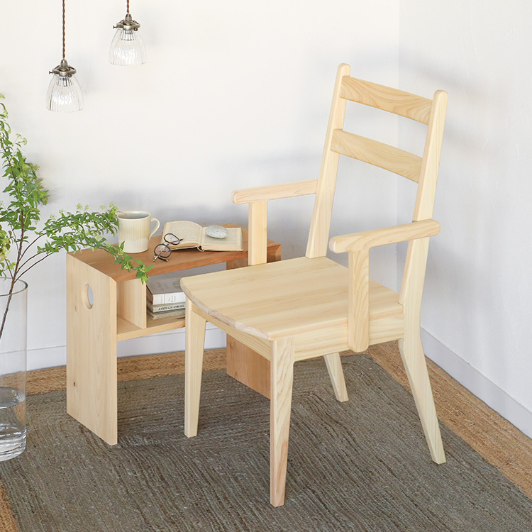 ダイニングチェア シンプル ひのき ヒノキ 肘掛け 椅子 無垢 無垢材 木製 日本製 国産 アームチェア G