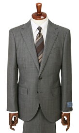 【洋服の青山】プレミアム ウール100％ スーツ メンズ スリム 秋冬用 グレー 灰色 ストライプ柄 2ボタン サイドベンツ 総裏 ノータック 仕事 ビジネス オフィス メンズスーツ 背広 紳士服 細身体 スッキリ スタイリッシュ 男性 大人 50代 高級 上品 イタリア生地 おしゃれ