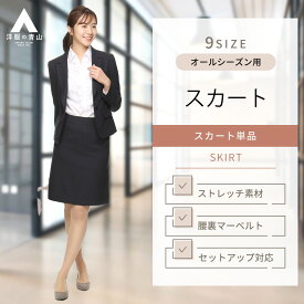 【洋服の青山】レディース スカート オールシーズン用 ひざ丈 ネイビー系 シルク混 台形スカート【セット着用可】n-line Precious 婦人服 ビジネス スーツ 女性 オフィス ストライプ 2WAYストレッチ ナチュラル かわいい おしゃれ シンプル サイズ豊富 835 ひざ上 膝上 膝丈