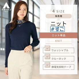 【洋服の青山】秋冬 ブルー系 クルーネックリブニットプルオーバー【毛玉CLEAR】【すごセーター】 ANCHOR WOMAN レディース ビジネス カジュアル ウォッシャブル 静電気抑制 長袖 織柄 洗える おしゃれ かわいい エレガント