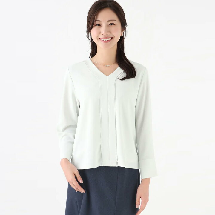 楽天市場】【洋服の青山】接触冷感 Vネックブラウス ブラウス 長袖 