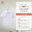 【洋服の青山】ブラウス レディース 夏 パープル 紫 チェック レギュラーカラー シャツ 半袖 半そで オフィス 涼しい ワイシャツ Yシャツ カッターシャツ 事務服 制服 受付 撥水 形態安定 ストレッチ UVカット 紫外線対策 動きやすい シワになりにくい 汚れにくい 消臭
