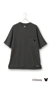 【洋服の青山】《あす楽》春夏用 グレー系 男女兼用 ディズニーワンポイントTシャツ 半袖 接触冷感 メンズ レディース ユニセックス カジュアル かっこいい かわいい おしゃれ エーウェア