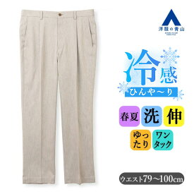 【洋服の青山】裾上げ済み すぐ履ける チノパン メンズ ゆったり 春夏 涼し気 ベージュ 無地 大きいサイズ ワンタック 洗える 動きやすい ストレッチ ビジカジ ビジネス クールビズ 在宅ワーク カジュアル 普段着 ボトムス スラックス ズボン パンツ ストレート ＃すごチノ