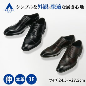 【洋服の青山】《最短当日発送》ビジネスシューズ メンズ ブラック ブラウン 黒 茶色 天然皮革 本革 レザー ストレートチップ 内羽根式 3E 歩きやすい 高屈曲 ストレッチ 通勤 営業 仕事 就活 面接 冠婚葬祭 フォーマル セレモニー 成人式 結婚式 卒業式 革靴 紳士靴