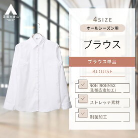 【洋服の青山】アイロン不要 綿100％ ブラウス レディース 洗える オールシーズン用 ホワイト系 レギュラーカラー NON IRONMAX 女性 シャツ 大きいサイズ ウォッシャブル ビジネス 婦人服 長袖 ストライプ ストレッチ 形態安定 かわいい 事務服 女性 シワになりにくい