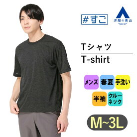 【洋服の青山】すごシャツ｜Tシャツ メンズ 半袖 春夏 グレー 無地 クルーネック ハンドウォッシュ 手洗い 大きいサイズ ビジネス カジュアル クールビズ トップス メンズファッション かっこいい おしゃれ ブランド：A 大きいサイズ 厚手