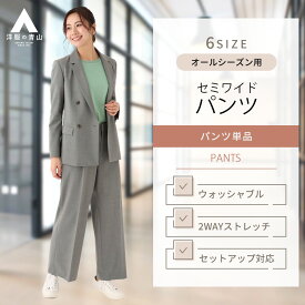 【洋服の青山】セットアップ可 裾上げ済み セミワイド パンツ レディース オールシーズン グレー系 CONTROLα 調温調湿 透湿速乾 ウォッシャブル 洗える 洗濯 2WAYストレッチ ワンタック かわいい かっこいい おしゃれ CONTROLα ANCHOR WOMAN PERSON'S