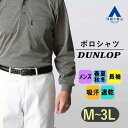 【洋服の青山】ポロシャツ ゴルフウェア メンズ オールシーズン グレー 鹿の子 出雲ブランド 長袖 胸ポケット ポケット付き 消臭 すぐ乾く ドライ 吸汗速乾 運動 スポーツ カジュアル 普段着 春夏秋冬用 冬 50代 60代 コーディネート DUNLOP