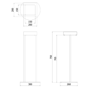 アルコール消毒液ポンプスタンドAS-02寸法図