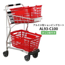 アルミ ボールカート AL93-C100 買い物かご2個付きバスケットタイプ コーナーガード付き【代引・後払い不可】