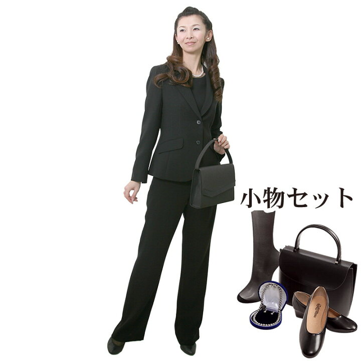 楽天市場 レンタル 当日発送 フルセット 喪服 レンタル 礼服 レンタル 503 レディース ブラックフォーマル スリーピース パンツスーツ レンタル お通夜 お葬式 ご法要 卒業式 7号 9号 11号 13号 3 4 5 女性 礼服 レディース ５分袖 Fy16ren07 L