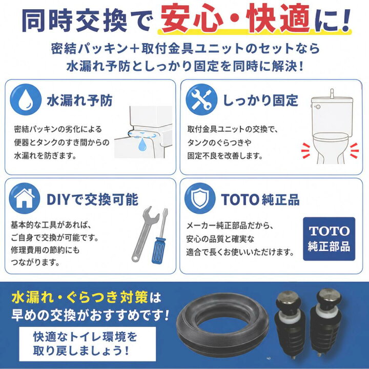 楽天市場】TOTO 密結パッキン HH08012S ＋ 取付金具ユニット HH12020 