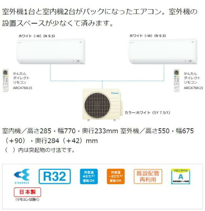 楽天市場】エアコン【DAIKIN | ダイキン】マルチパックエアコン 2.2kW 