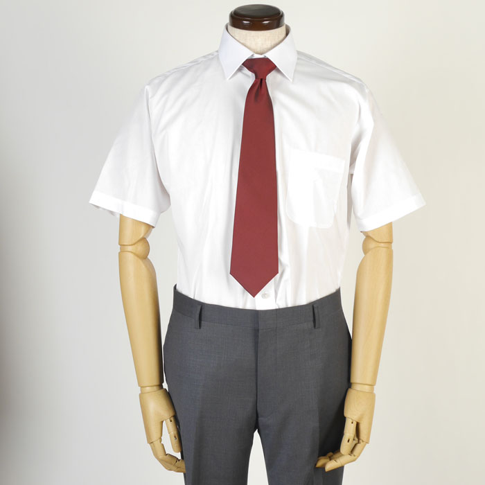 楽天市場レギュラーカラー 半袖白無地シャツ形態安定・防汚加工