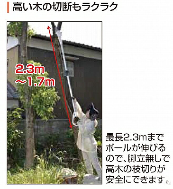 楽天市場】工進 KOSHIN 18V 2.0Ah 充電式 伸縮 ポールチェンソー SPS 
