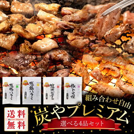 [自社製造/工場直送]炭やプレミアム選べる4点セット[210g×4品]炭や 焼肉セット ホルモン 豚トロ サガリ さがり 鶏ハラミ 福袋 牛肉 豚肉 鶏肉 焼肉 食べ物 グルメ バーベキュー