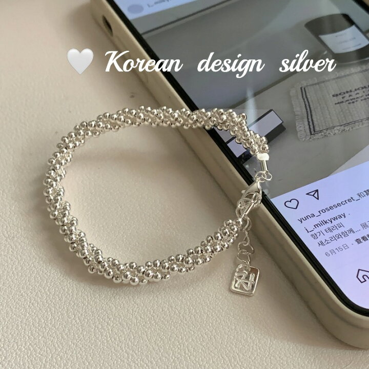 楽天市場】韓国ハンドメイド 925純銀 三連ラウンドビーズチェーン 