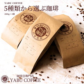 【高評価★4.8】 5種類 から 選べる 200g×3袋 アラビカ種 100％ コーヒー豆 珈琲豆 こだわり 600g 60杯分 おすすめセット | 珈琲 自家焙煎 豆 粉 マイルド プレミアム 香り お試し おためし 挽き立て 本格 種類 専門店 大阪 やぶ珈琲