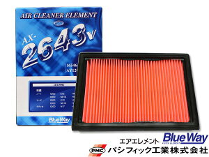 【エントリー+購入でP5倍★10/24 20時〜10/26】マーチ K13 NK13 H22/7〜 エアエレメント エアー フィルター クリーナー パシフィック工業 BlueWay AX-2643V
