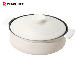 【店舗内買い回り!P最大20倍★11/1(土)限定】軽量 ふっ素加工 IH対応 土鍋風 卓上鍋 26cm ホワイト HC-462 パールライフ パール金属