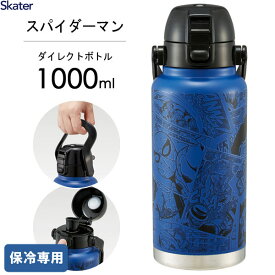 ハンドル付き ワンプッシュダイレクトボトル 1000ml アメイジング スパイダーマン スケーター STD10H / 保冷専用 水筒 ボトル 1.0L ステンレス製 キャップロック 広口 持ち手付き 直飲み マグ 大人 大容量 便利 シンプル キャラクター かっこいい 青 ブルー マーベル MARVEL