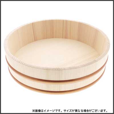 新寿司桶 27cm 立花容器   日本製 約3合 蓋無し 木製 白木 ちらし寿司 飯台 おひつ Pタガ プラスチック製タガ 便利 丈夫  