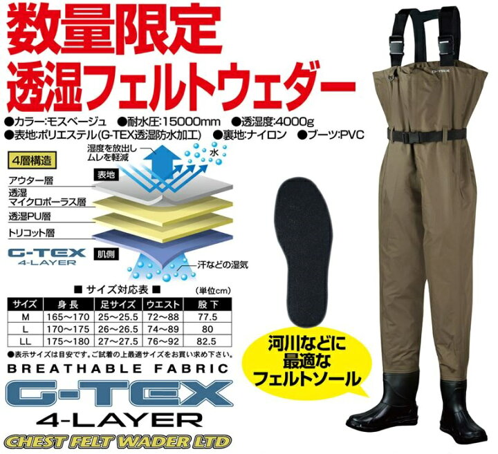 楽天市場 Prox プロックス G Texチェストフェルト ウェダー Ltd Px9509 ｍサイズ 数量限定品 ウェーダー 胴長 矢田屋 楽天市場店