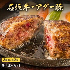 石垣牛 アグー豚 ハンバーグ 食べ比べ 6個セット(140g×4個 120g×2個) | 石垣島産 南ぬ豚 牛肉 網脂ハンバーグ お取り寄せグルメ 国産 沖縄 ギフト プレゼント 贈答 お土産 お返し 高級 希少 贅沢 極上 ブランド牛 法人 お中元 お歳暮 冷凍 やえやまファ－ム