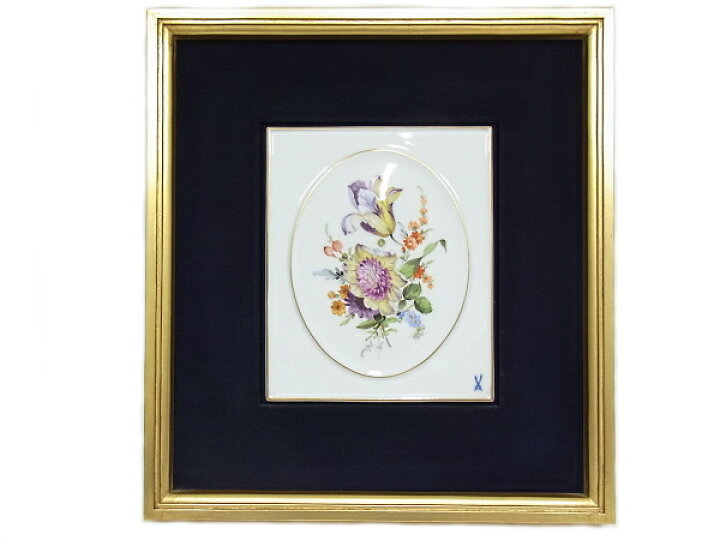 楽天市場】マイセン meissen 陶板画額縁付 花柄 ブーケ【中古品 