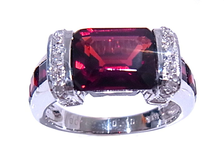 楽天市場】K14 WG ホワイトゴールド リング 指輪ガーネット 合計5.00ct 