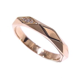 ブシュロン BOUCHERON ファセット ミディアムリング　指輪　＃48　約8号750 ピンクゴールド PG　ダイヤモンド【中古】【程度A+】【極上美品】