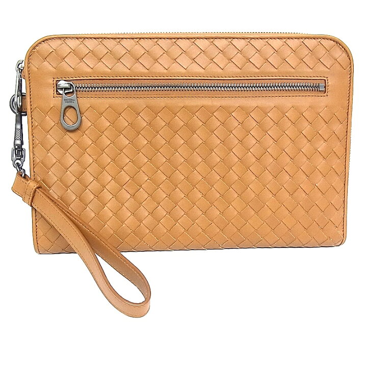 美品】BOTTEGA VENETA イントレチャート クラッチバッグ ブラウン 
