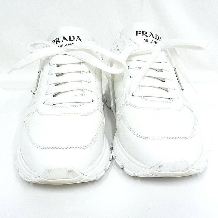 楽天市場】プラダ PRADA スニーカーレザー ホワイト 2EE369シューズ 
