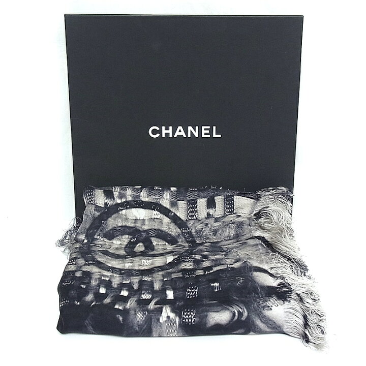 楽天市場】シャネル CHANEL ショール ストールブラック ホワイト 