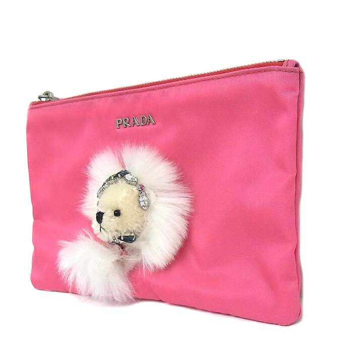 楽天市場】プラダ PRADA ナイロンポーチ 1M1214犬モチーフ付き ピンク 