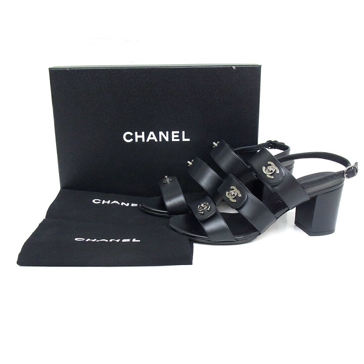 楽天市場】CHANEL シャネル サンダルココマーク ターンロック ブラック 