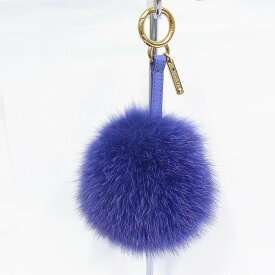 フェンディ FENDI　ポンポンチャームバッグチャーム　キーホルダー　パープル　紫【中古】【程度A-】【訳あり品】