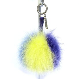 フェンディ FENDI　ポンポンチャームバッグチャーム　キーホルダー　イエロー×パープル×ブルー【中古】【程度A-】【美品】