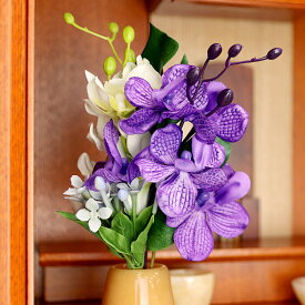 お彼岸 造花 仏花 新盆 お彼岸 供花 法要 お花 お悔やみ プリザーブドフラワー 仏壇 枯れない ブリザード お墓 お供え 花 お供え花 仏壇用 フラワー 『 造花 MF（メモリアルフラワー）麗 パープル 』 モダン仏壇現代仏壇の八木研