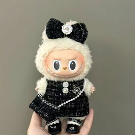 【3点セット】ぬいぐるみ用服 LABUBU ラブブ 17cm 衣装セット 着せ替え用 かわいい 男の子 女の子 ぬいぐるみ用 服 スカート ワンピース カバン リボン 洋服 ぬいぐるみ 服セット アイドル アニメ 人形用アクセサリー 雑貨 可愛い オシャレ