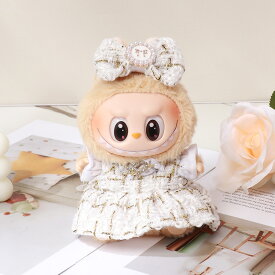【4点セット】ぬいぐるみ用服 LABUBU ラブブ 17cm 衣装セット 着せ替え用 かわいい 男の子 女の子 ぬいぐるみ用 服 スカート ワンピース リボン ネックレス 洋服 ぬいぐるみ 服セット アイドル アニメ 人形用アクセサリー 雑貨 可愛い オシャレ