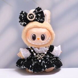 【4点セット】ぬいぐるみ用服 LABUBU ラブブ 17cm 衣装セット 着せ替え用 かわいい 男の子 女の子 ぬいぐるみ用 服 スカート ワンピース リボン ネックレス 洋服 ぬいぐるみ 服セット アイドル アニメ 人形用アクセサリー 雑貨 可愛い オシャレ