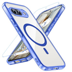 Google Pixel 9a ケース ガラスフィルム付き MagSafe対応 クリア Pixel 9a ケース 黄ばみなし ストラップホール付き グーグル ピクセル 9a ケース 米軍MIL規格 耐衝撃 耐久性 google pixel 9a カバー マグネ