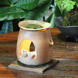 茶香炉 送料無料 ふくろう茶香炉 信楽焼 アロマポット 陶器 茶こうろ お茶 ギフト やきもの 仲良しフクロウ茶香炉 ty-0009 スーパーSALE