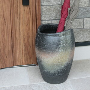 【11月1日限定11%OFFクーポン】傘立て 陶器傘立て 信楽焼かさたて 和風傘立て 傘入れ 壷 しがらき カサタテ やきもの傘立て かさたて陶器 玄関 花器 花瓶 たわみ傘立て kt-0014