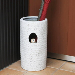 【11月1日限定11%OFFクーポン】傘立て 陶器傘立て 信楽焼かさたて 和風傘立て 傘入れ 壷 しがらき カサタテ やきもの傘立て かさたて陶器 玄関 花器 花瓶 ふくろう傘立て 梟 フクロウ kt-0195