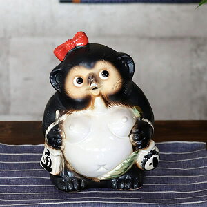 信楽焼 7号福々狸(メス) 信楽焼たぬき縁起物タヌキ 陶器タヌキ たぬき置物 やきもの しがらきやき 焼き物 狸 タヌキ 信楽 メスたぬき ta-0067