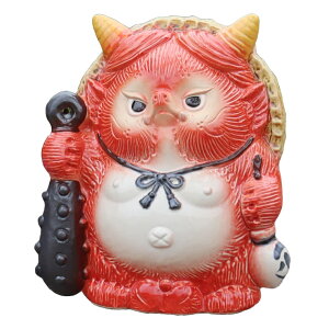 【10月24日20時開始ポイント10倍】信楽焼 たぬき 鬼 置物 可愛い鬼 狸 タヌキ 赤鬼 青鬼 玄関先 鬼門 置き物 プレゼント 贈り物 おしゃれ 陶器 選べる2色 福鬼たぬき ta-0445